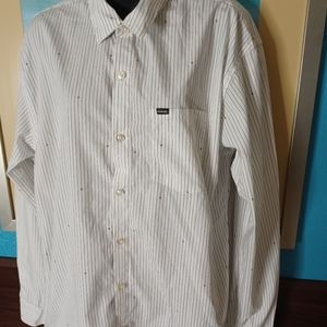 HURLEY💢Men's Button Down. L. Striped with Logos